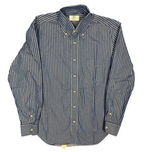 BOGGI Milano Blue Striped Dress Shirt Long Sleeve 41 16 Large